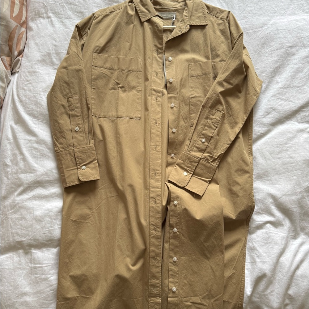 NWT Tan Button-Up Long Shirt Dress